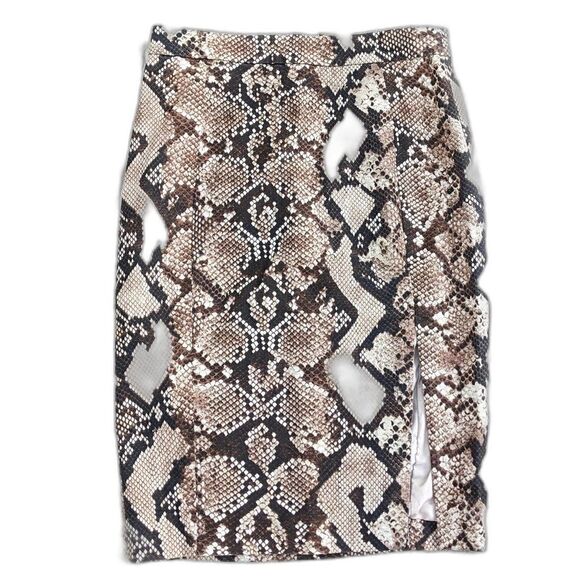 Altuzzara 4 Target Python Print Stretch Cotton Twill Side Slit Pencil Skirt Sz 4 - Picture 4 of 8